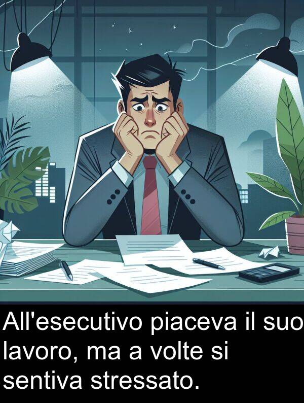 lavoro: All'esecutivo piaceva il suo lavoro, ma a volte si sentiva stressato.