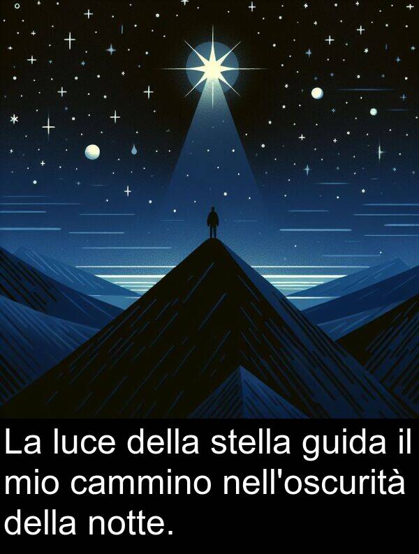 notte: La luce della stella guida il mio cammino nell'oscurità della notte.