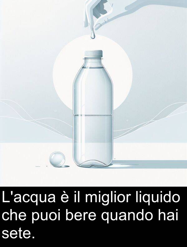 quando: L'acqua è il miglior liquido che puoi bere quando hai sete.