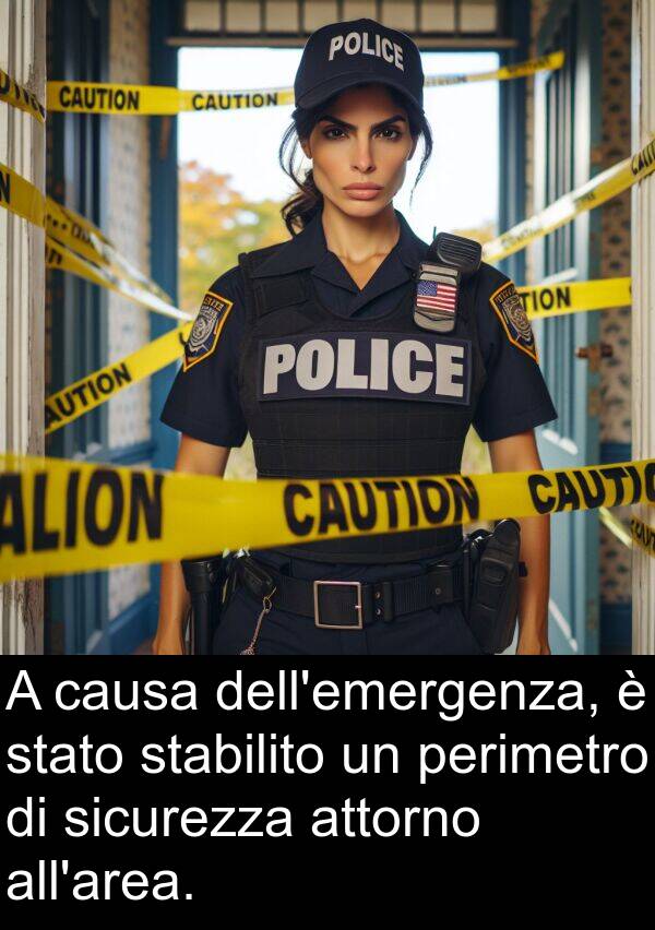 causa: A causa dell'emergenza, è stato stabilito un perimetro di sicurezza attorno all'area.