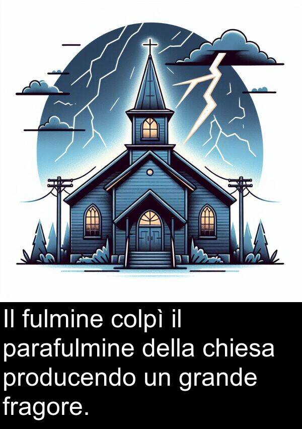 parafulmine: Il fulmine colpì il parafulmine della chiesa producendo un grande fragore.