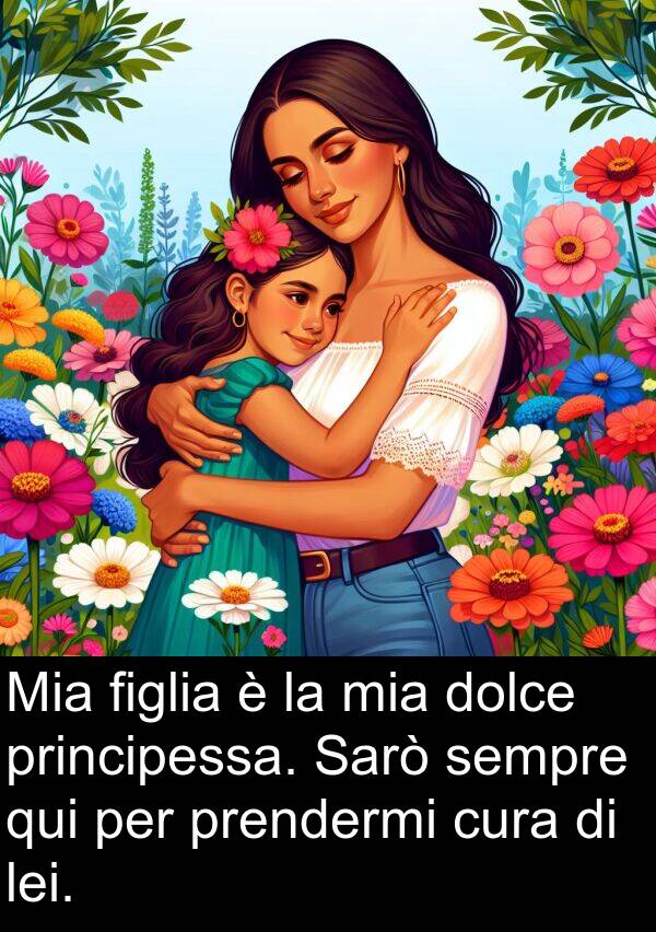 principessa: Mia figlia è la mia dolce principessa. Sarò sempre qui per prendermi cura di lei.