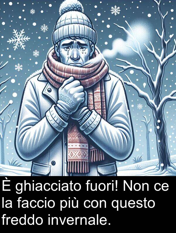 faccio: È ghiacciato fuori! Non ce la faccio più con questo freddo invernale.