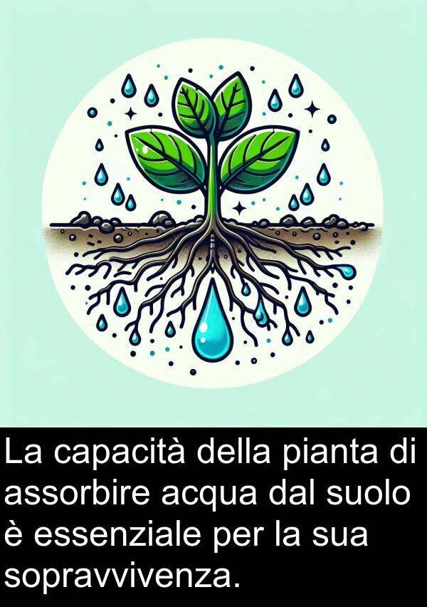 acqua: La capacità della pianta di assorbire acqua dal suolo è essenziale per la sua sopravvivenza.