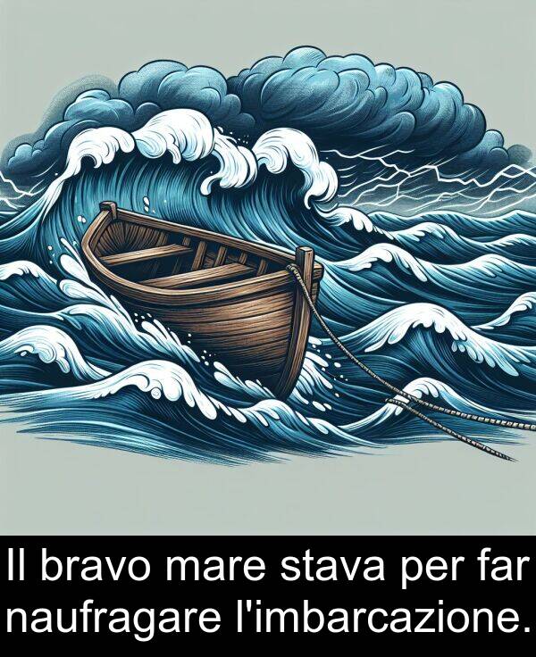 far: Il bravo mare stava per far naufragare l'imbarcazione.