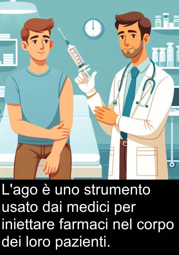 dai: L'ago è uno strumento usato dai medici per iniettare farmaci nel corpo dei loro pazienti.