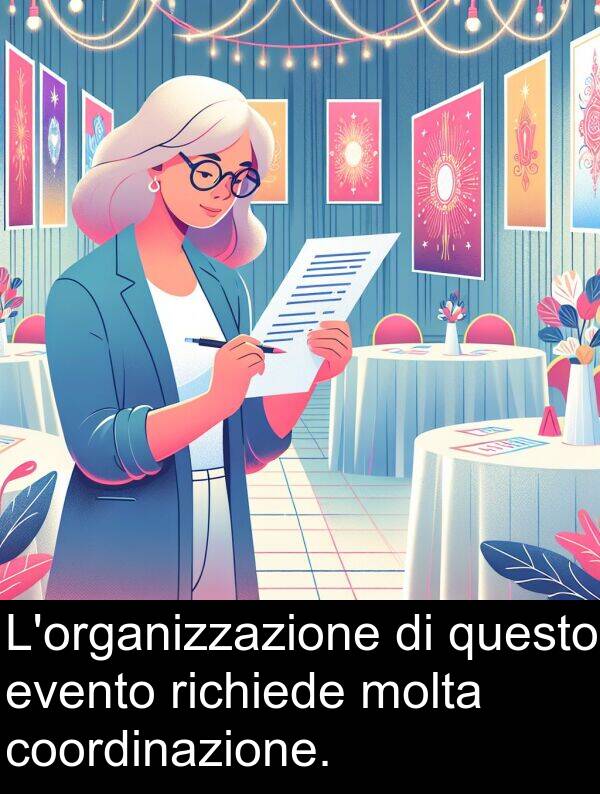 questo: L'organizzazione di questo evento richiede molta coordinazione.