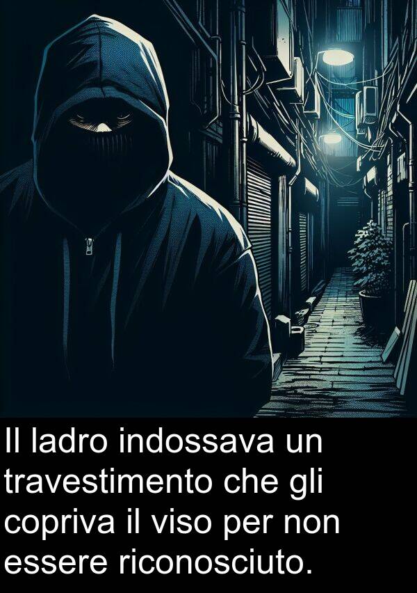 ladro: Il ladro indossava un travestimento che gli copriva il viso per non essere riconosciuto.