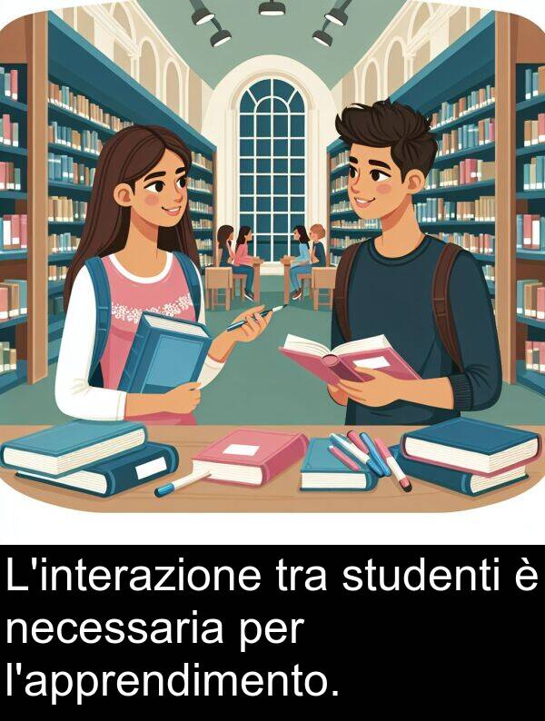 necessaria: L'interazione tra studenti è necessaria per l'apprendimento.