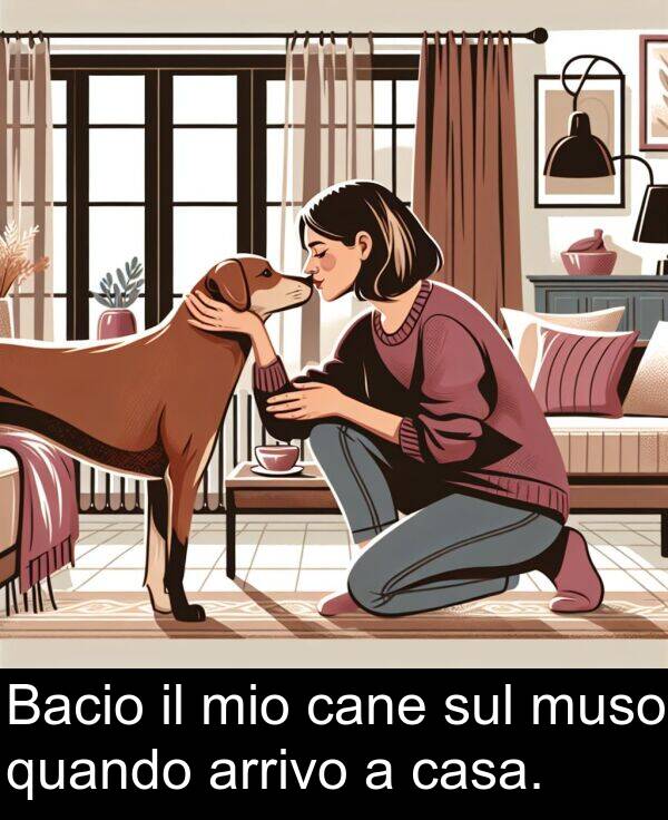 quando: Bacio il mio cane sul muso quando arrivo a casa.