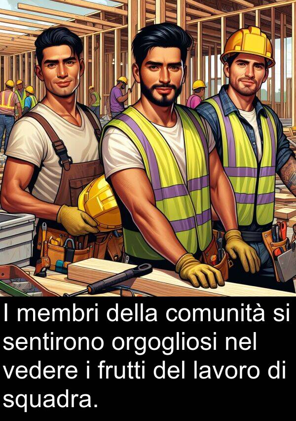 vedere: I membri della comunità si sentirono orgogliosi nel vedere i frutti del lavoro di squadra.