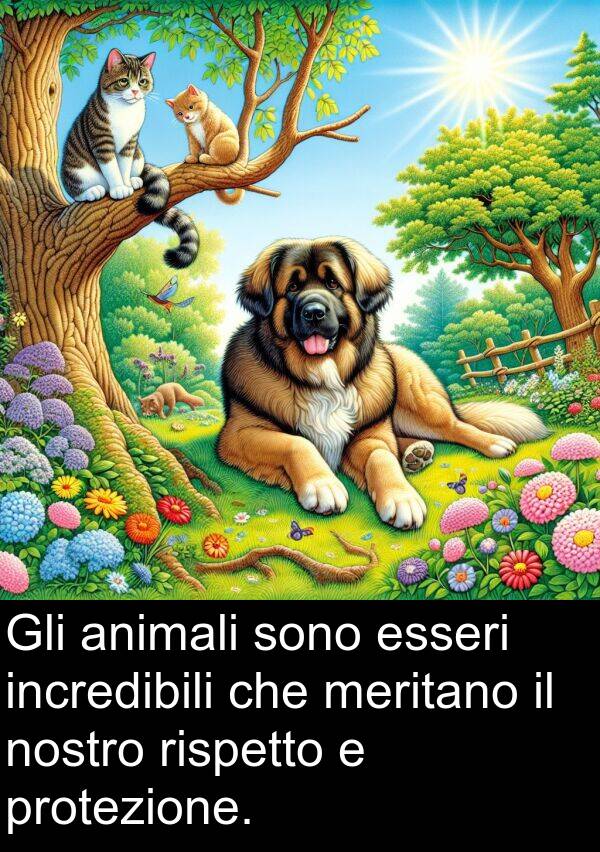 nostro: Gli animali sono esseri incredibili che meritano il nostro rispetto e protezione.