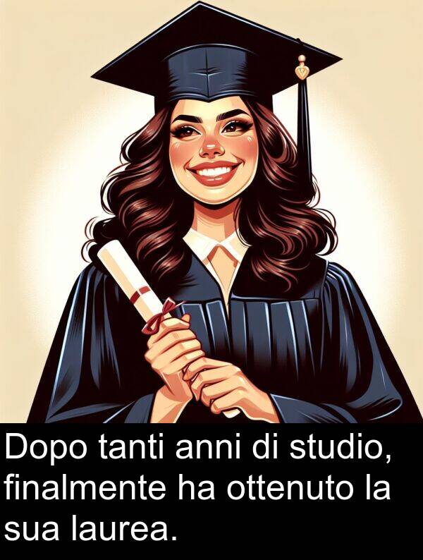 anni: Dopo tanti anni di studio, finalmente ha ottenuto la sua laurea.