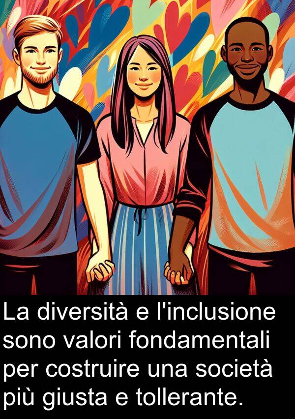 valori: La diversità e l'inclusione sono valori fondamentali per costruire una società più giusta e tollerante.