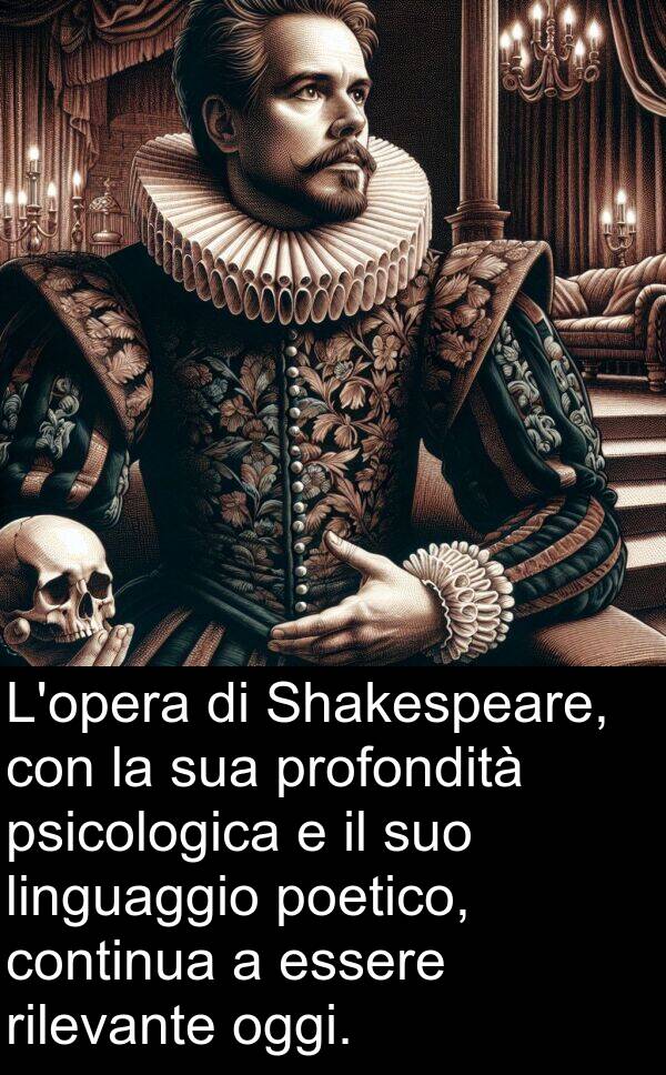 rilevante: L'opera di Shakespeare, con la sua profondità psicologica e il suo linguaggio poetico, continua a essere rilevante oggi.