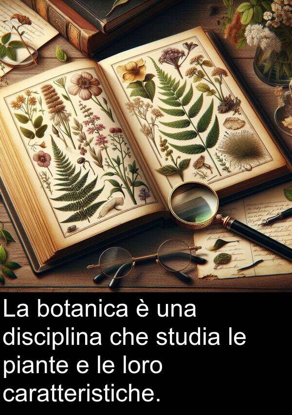 caratteristiche: La botanica è una disciplina che studia le piante e le loro caratteristiche.