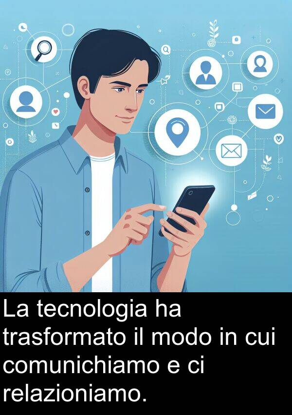 tecnologia: La tecnologia ha trasformato il modo in cui comunichiamo e ci relazioniamo.