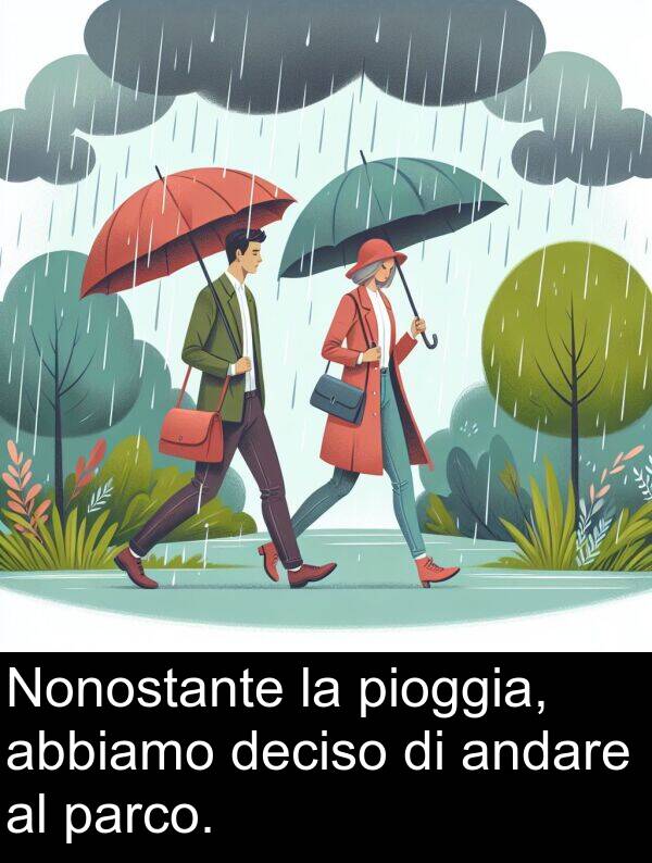 abbiamo: Nonostante la pioggia, abbiamo deciso di andare al parco.