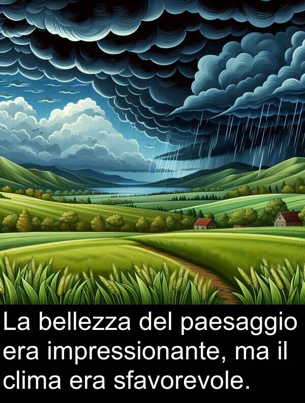 paesaggio: La bellezza del paesaggio era impressionante, ma il clima era sfavorevole.