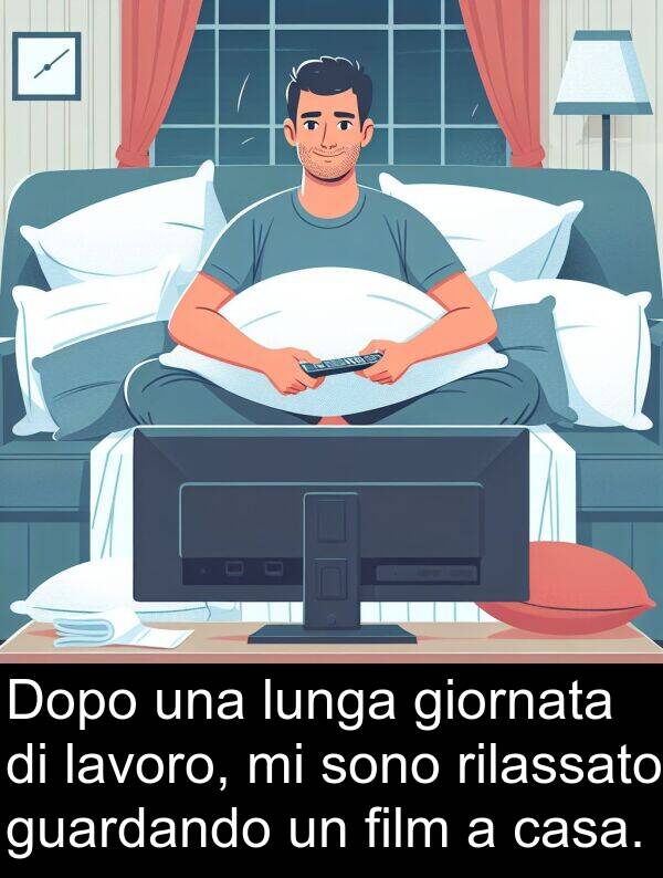 giornata: Dopo una lunga giornata di lavoro, mi sono rilassato guardando un film a casa.