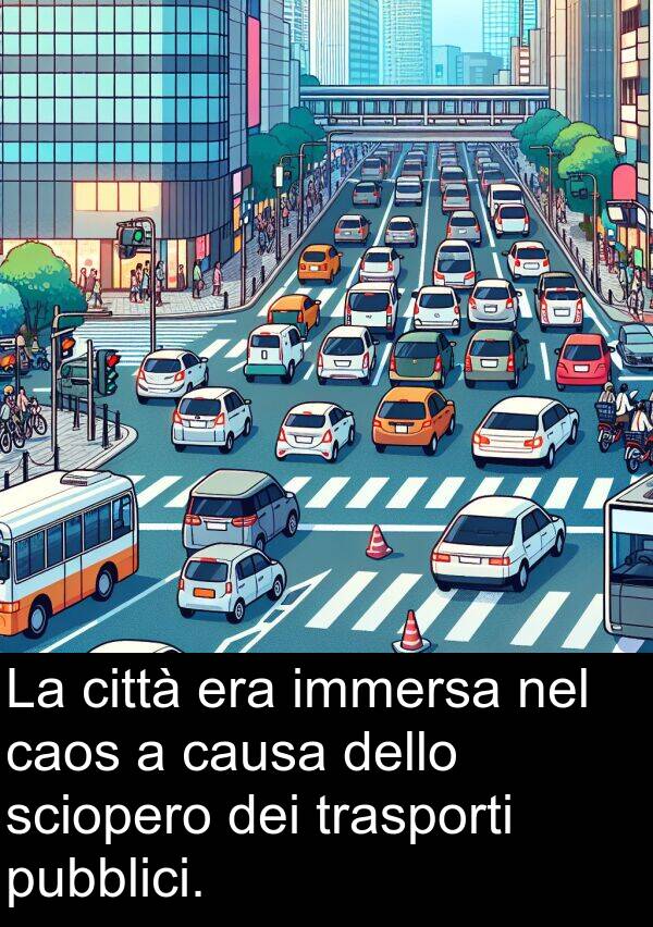 caos: La città era immersa nel caos a causa dello sciopero dei trasporti pubblici.