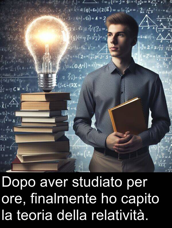 relatività: Dopo aver studiato per ore, finalmente ho capito la teoria della relatività.