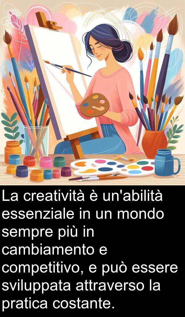 pratica: La creatività è un'abilità essenziale in un mondo sempre più in cambiamento e competitivo, e può essere sviluppata attraverso la pratica costante.