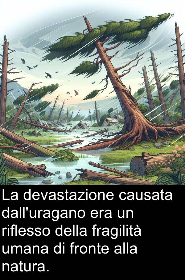 natura: La devastazione causata dall'uragano era un riflesso della fragilità umana di fronte alla natura.