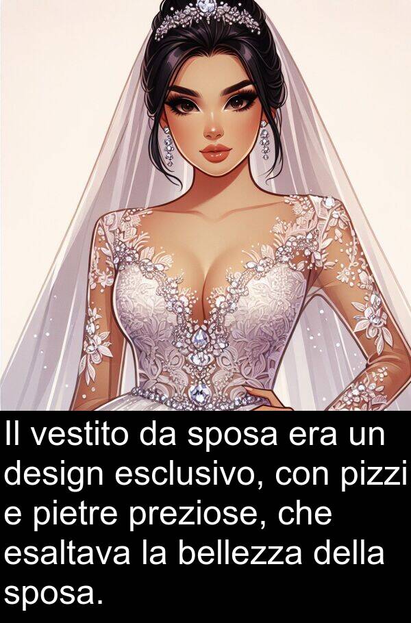 vestito: Il vestito da sposa era un design esclusivo, con pizzi e pietre preziose, che esaltava la bellezza della sposa.