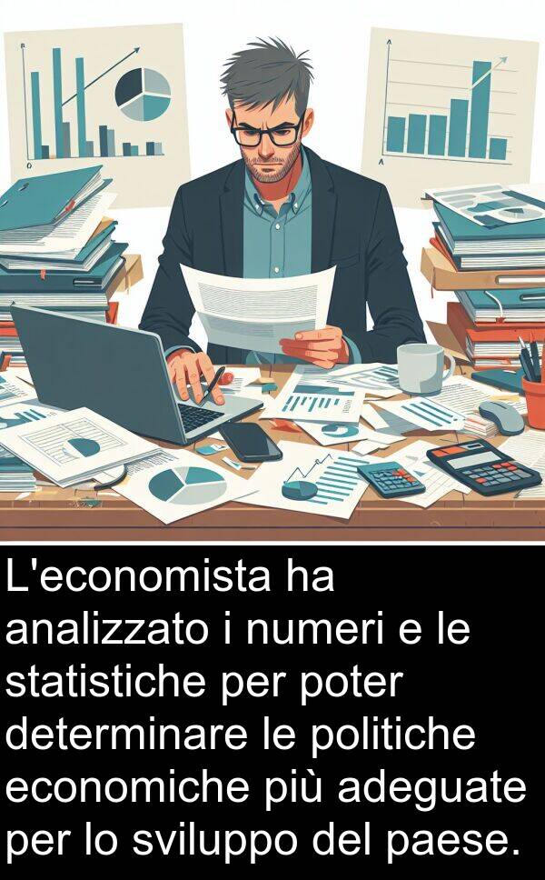 adeguate: L'economista ha analizzato i numeri e le statistiche per poter determinare le politiche economiche più adeguate per lo sviluppo del paese.