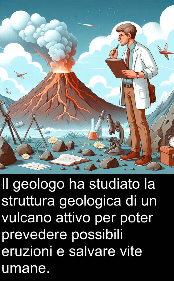 umane: Il geologo ha studiato la struttura geologica di un vulcano attivo per poter prevedere possibili eruzioni e salvare vite umane.