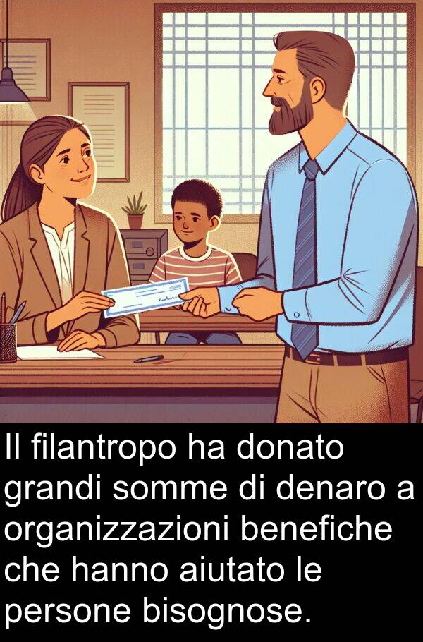 denaro: Il filantropo ha donato grandi somme di denaro a organizzazioni benefiche che hanno aiutato le persone bisognose.