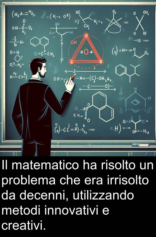 utilizzando: Il matematico ha risolto un problema che era irrisolto da decenni, utilizzando metodi innovativi e creativi.