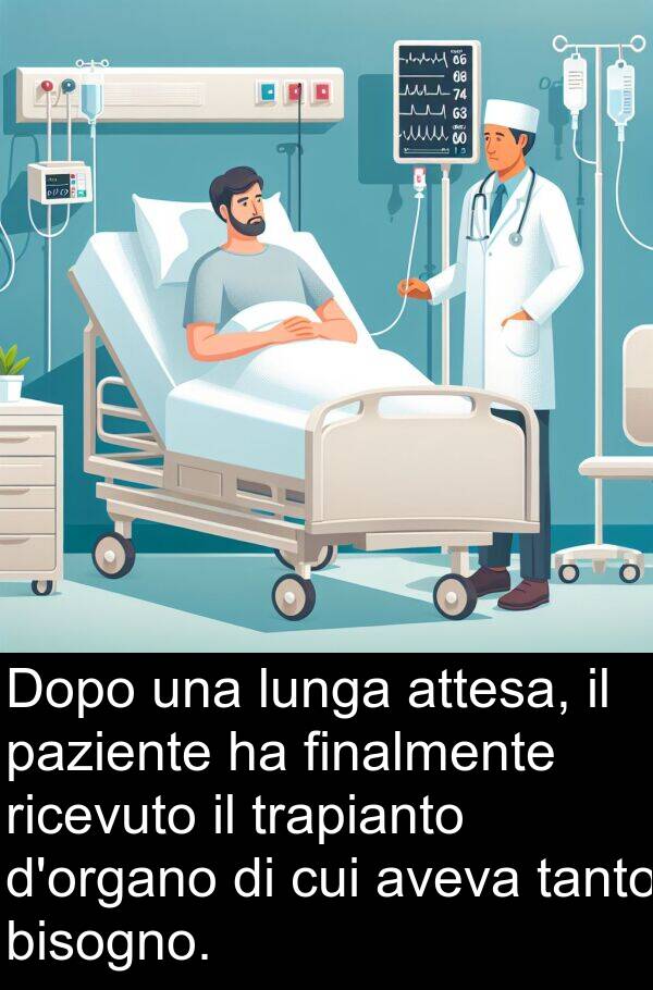 tanto: Dopo una lunga attesa, il paziente ha finalmente ricevuto il trapianto d'organo di cui aveva tanto bisogno.