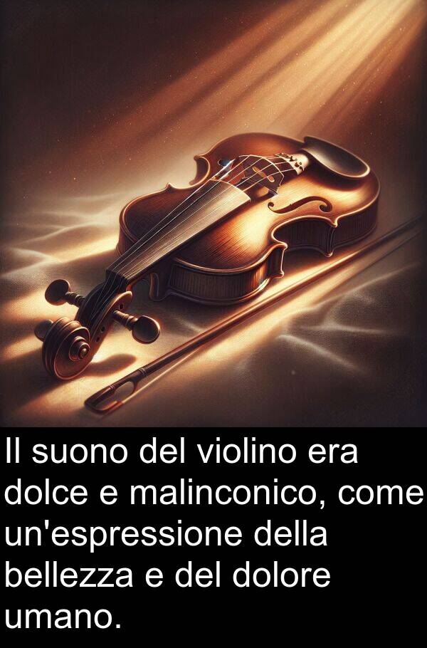 umano: Il suono del violino era dolce e malinconico, come un'espressione della bellezza e del dolore umano.