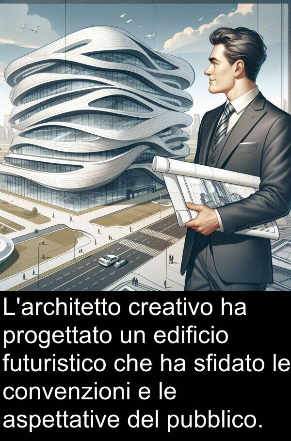 aspettative: L'architetto creativo ha progettato un edificio futuristico che ha sfidato le convenzioni e le aspettative del pubblico.