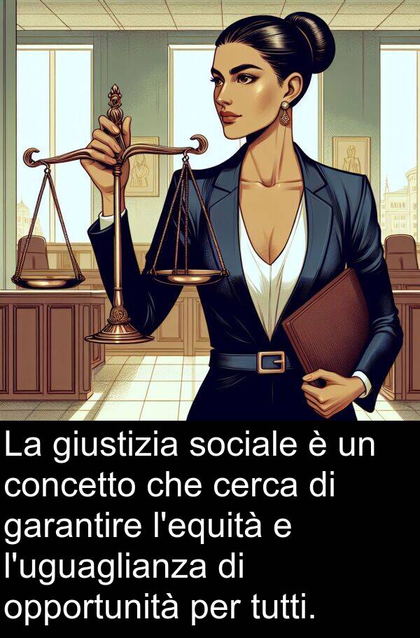 giustizia: La giustizia sociale è un concetto che cerca di garantire l'equità e l'uguaglianza di opportunità per tutti.