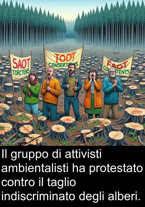 alberi: Il gruppo di attivisti ambientalisti ha protestato contro il taglio indiscriminato degli alberi.