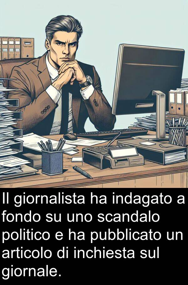 inchiesta: Il giornalista ha indagato a fondo su uno scandalo politico e ha pubblicato un articolo di inchiesta sul giornale.