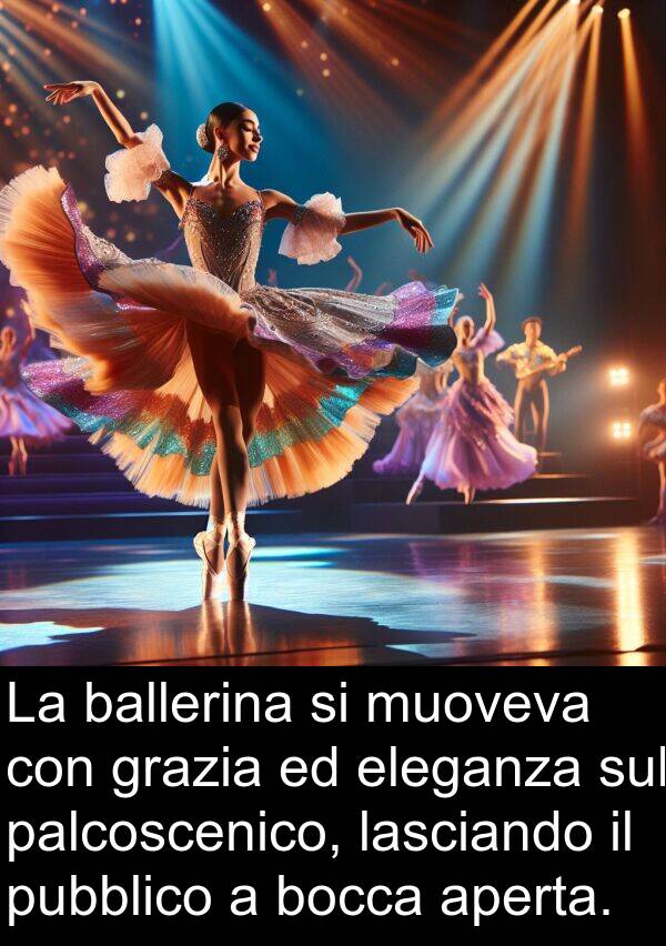 palcoscenico: La ballerina si muoveva con grazia ed eleganza sul palcoscenico, lasciando il pubblico a bocca aperta.