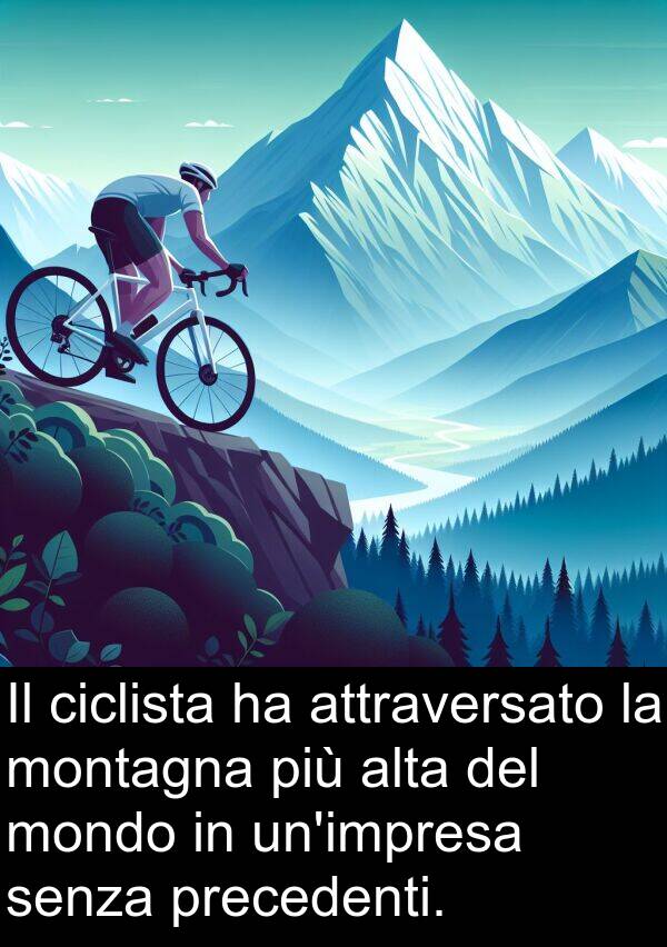 ciclista: Il ciclista ha attraversato la montagna più alta del mondo in un'impresa senza precedenti.