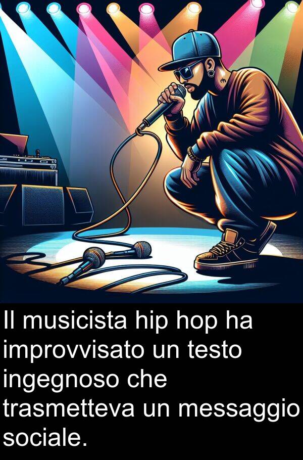 improvvisato: Il musicista hip hop ha improvvisato un testo ingegnoso che trasmetteva un messaggio sociale.