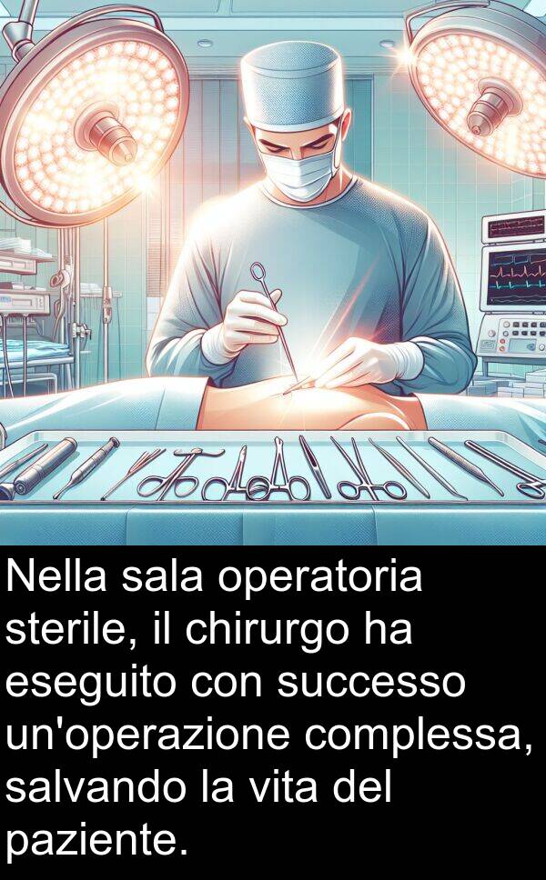 operatoria: Nella sala operatoria sterile, il chirurgo ha eseguito con successo un'operazione complessa, salvando la vita del paziente.