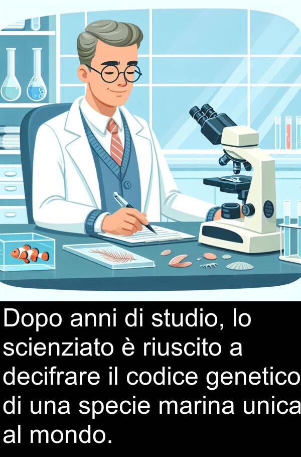 genetico: Dopo anni di studio, lo scienziato è riuscito a decifrare il codice genetico di una specie marina unica al mondo.