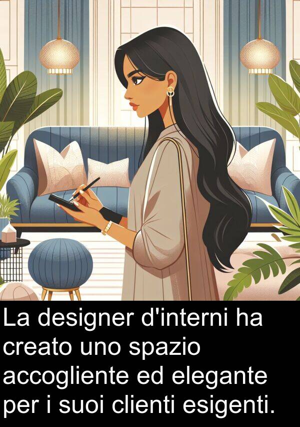 accogliente: La designer d'interni ha creato uno spazio accogliente ed elegante per i suoi clienti esigenti.