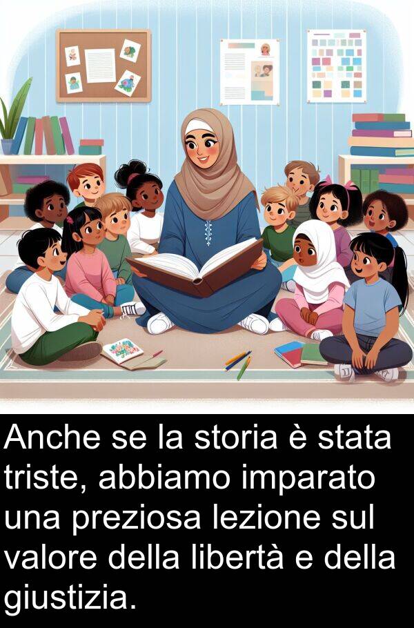 abbiamo: Anche se la storia è stata triste, abbiamo imparato una preziosa lezione sul valore della libertà e della giustizia.