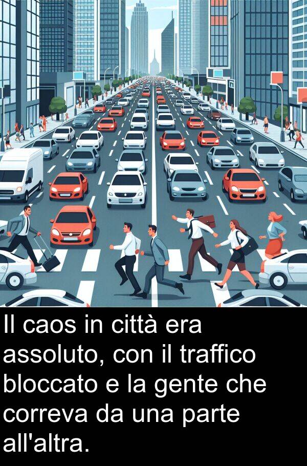 caos: Il caos in città era assoluto, con il traffico bloccato e la gente che correva da una parte all'altra.