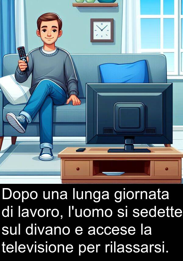 accese: Dopo una lunga giornata di lavoro, l'uomo si sedette sul divano e accese la televisione per rilassarsi.