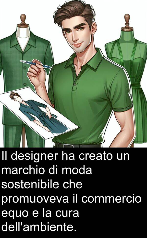 marchio: Il designer ha creato un marchio di moda sostenibile che promuoveva il commercio equo e la cura dell'ambiente.