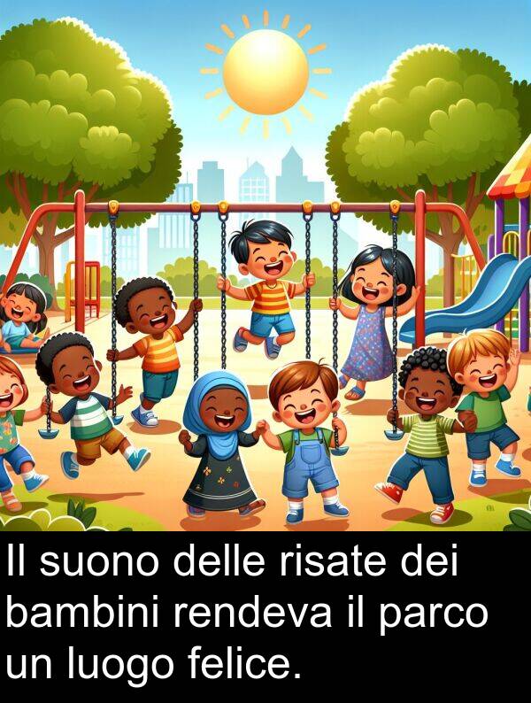 felice: Il suono delle risate dei bambini rendeva il parco un luogo felice.